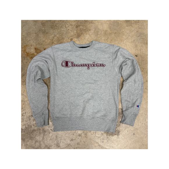 Champion Grey Embroidered Crewneck (Modern Classic) Pullover Sweater Gray S - Picture 1 of 11